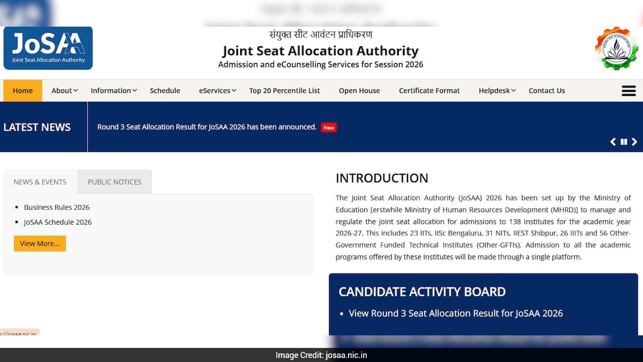 JoSAA Counselling 2026: Round 3 Seat Allotment Announced, Reporting Deadline Looms!